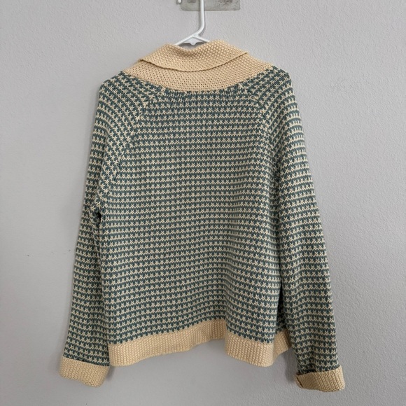 THE GREAT. the minicheck lodge cardigan in morning sky 0 XS - Picture 7 of 10